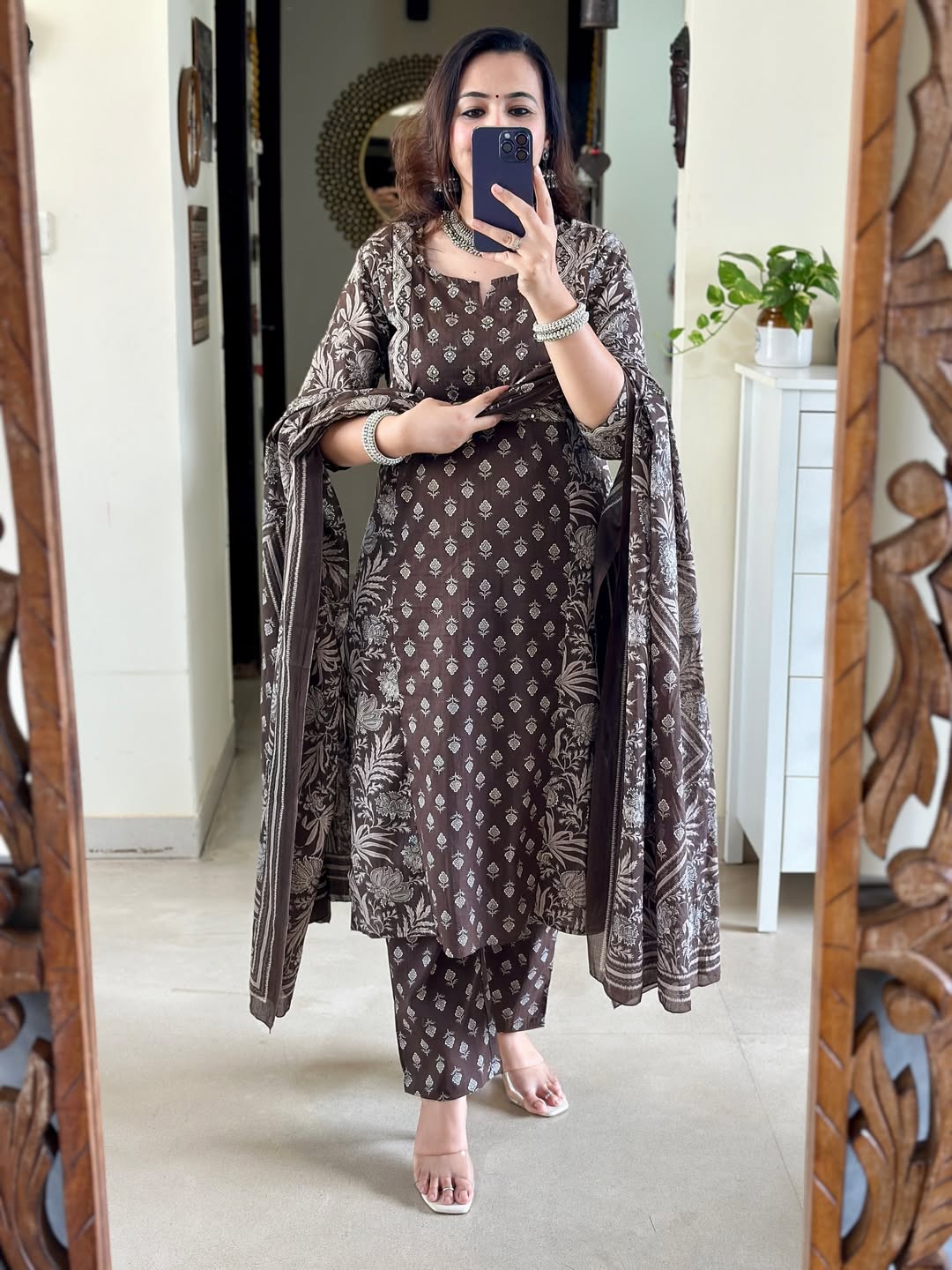 Beautiful pure cotton block printed handwork Kurta set