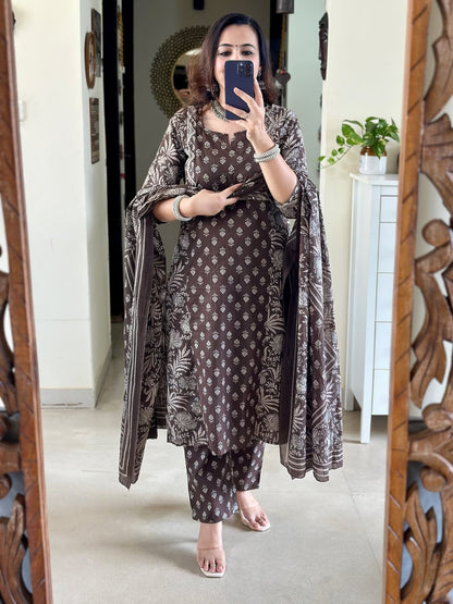 Beautiful pure cotton block printed handwork Kurta set
