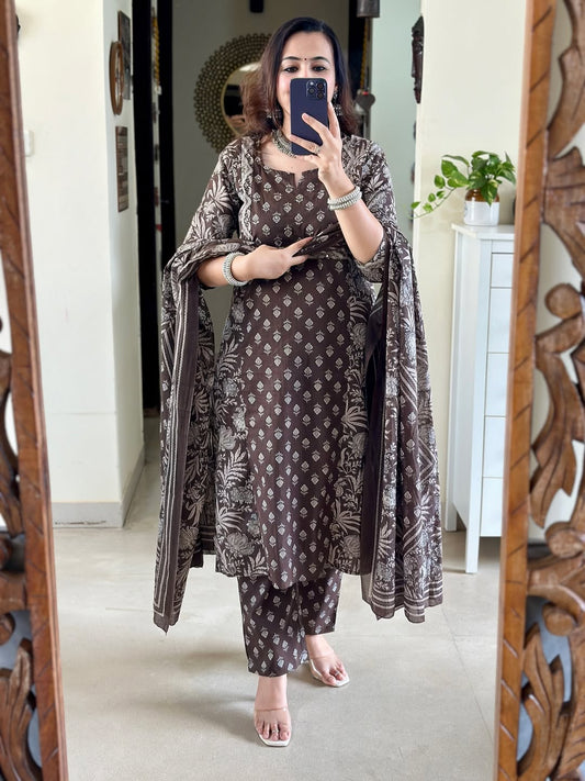 Beautiful pure cotton block printed handwork Kurta set
