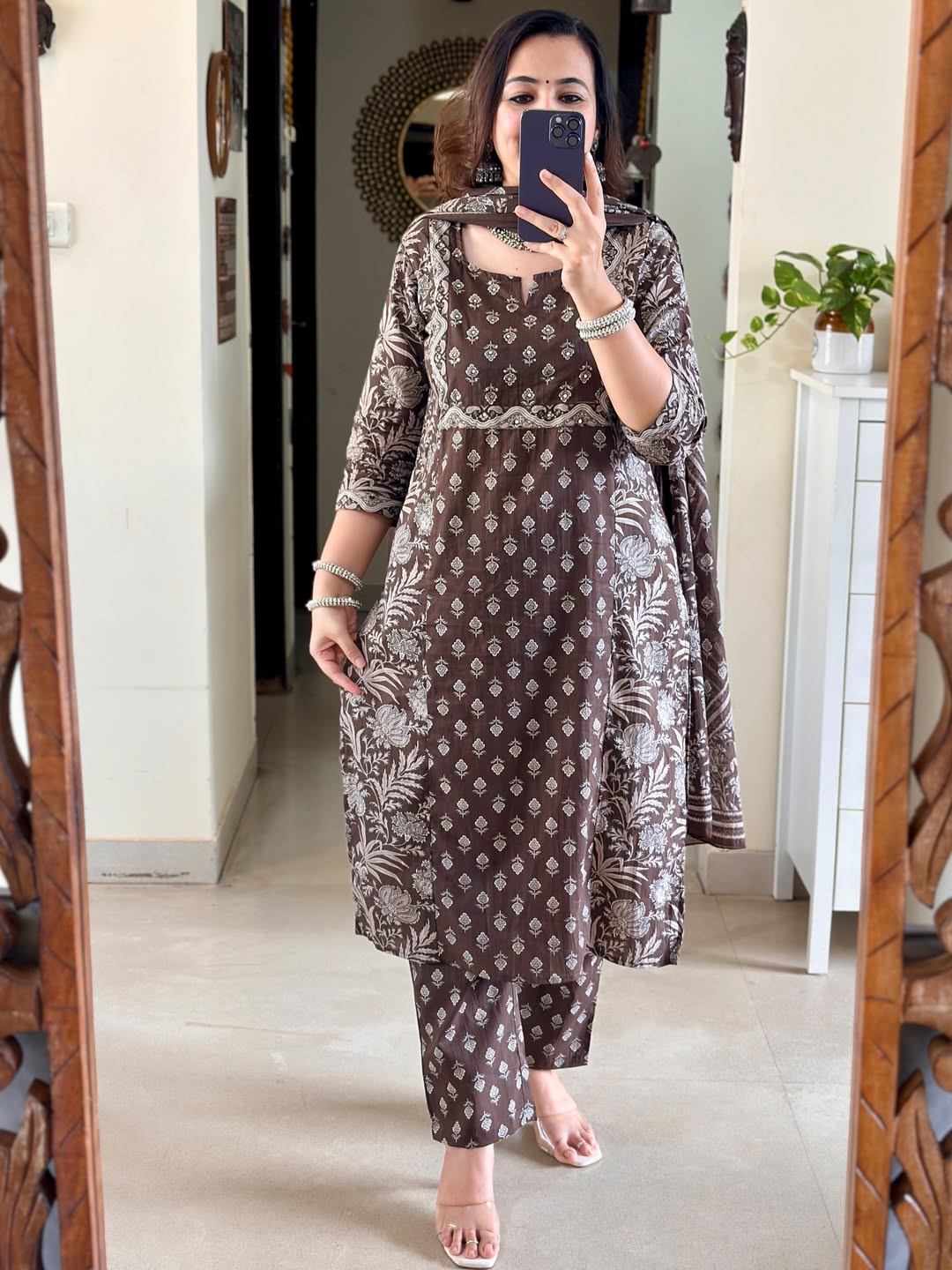 Beautiful pure cotton block printed handwork Kurta set