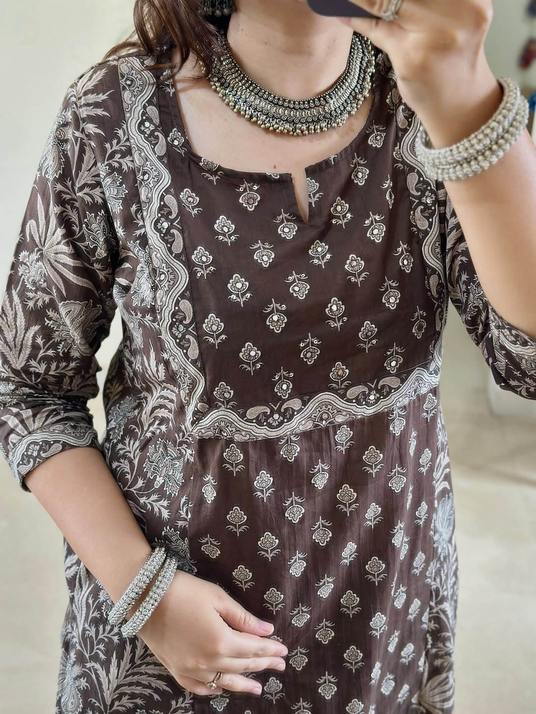 Beautiful pure cotton block printed handwork Kurta set