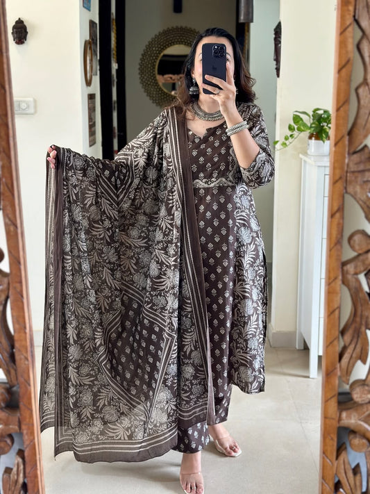 Beautiful pure cotton block printed handwork Kurta set