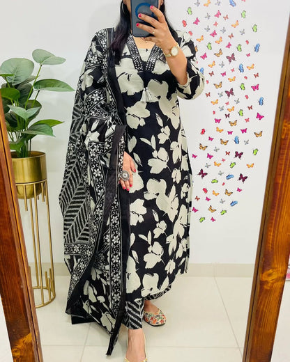 Pure Cotton Kurta and Pant With Dupatta