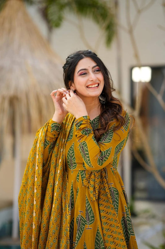 Pure Cotton Anarkali Kurta and Pant With Dupatta