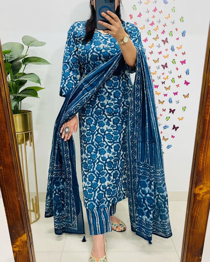 Beautiful Pure Cotton Kurta and Pant With Dupatta