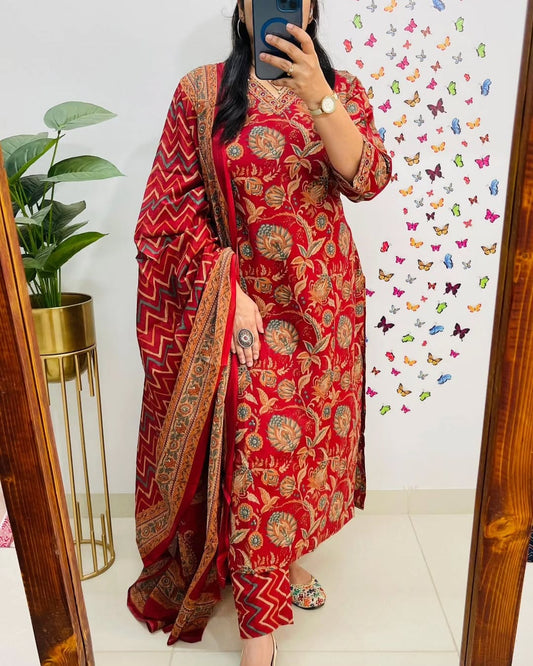 Women Beautiful Pure Cotton Kurta and Pant With Dupatta