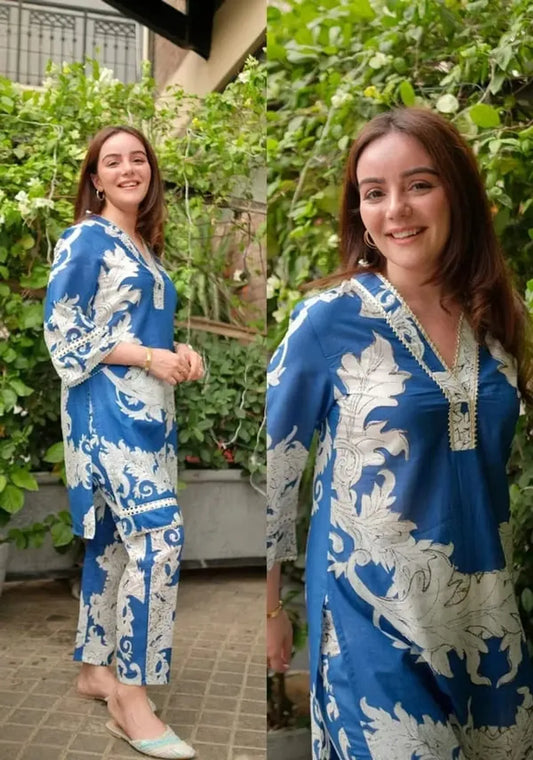 Sky blue Printed Kurta and Pant