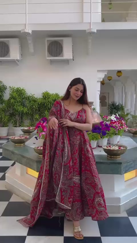 Beautiful Pure Cotton Anarkali Kurta With Dupatta